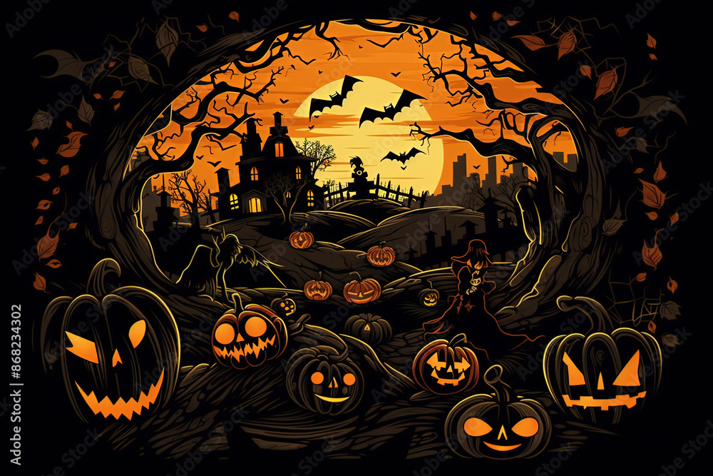 Fototapeta premium Halloween full moon background