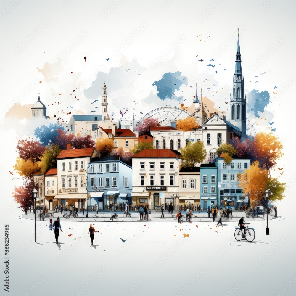 Obraz premium Minimalistic Illustration of Zagreb Cityscape in Vector Art