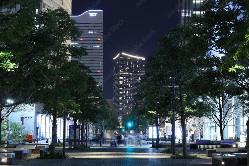 Obraz premium 「横浜みなとみらい」の高層ビル群の夜景