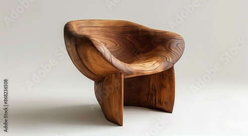 Carved Wooden Chair With Organic Shape