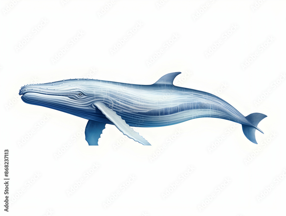 Blue Whale in white background, blue Whale isolated Raster object, 3D blue whale illustration Blue Whale in white background, blue Whale isolated Raster object, 3D blue whale illustration