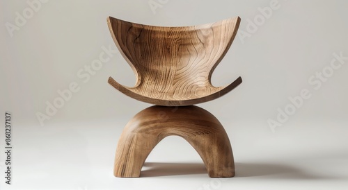 Carved Wooden Chair With Organic Shape