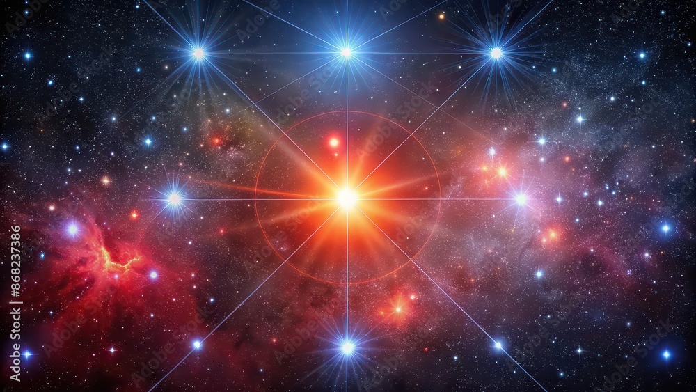 Red supergiant star Betelgeuse in the constellation Orion on a star map night sky background, Betelgeuse Red supergiant star Betelgeuse in the constellation Orion on a star map night sky background, Betelgeuse