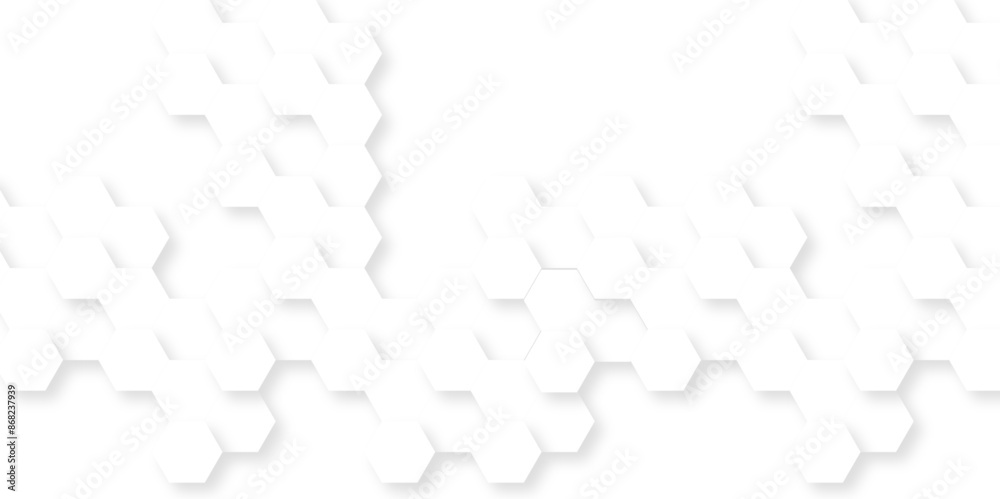 Fototapeta premium White hexagon texture background. Background with hexagons abstract paper texture and futuristic business. Digital hexagon technology science.