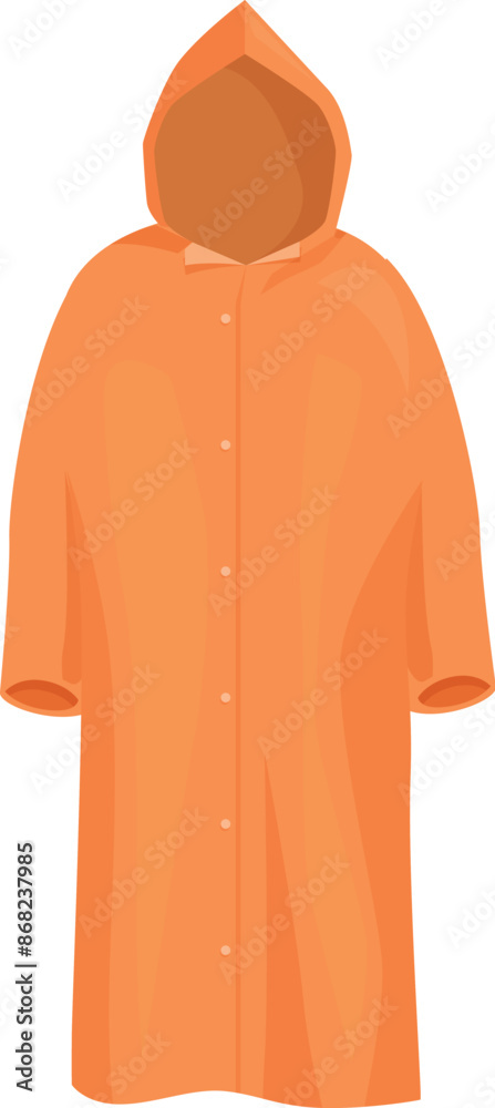 Orange raincoat hanging and protecting from rain and cold weather
