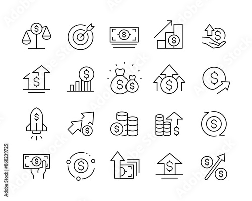 Success and Growth Icons - Vector Line. Editable Stroke.