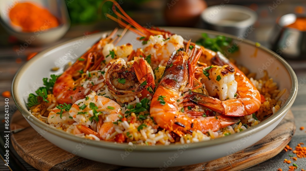 Delectable bites of seasoned rice and fresh seafood Delectable bites of seasoned rice and fresh seafood
