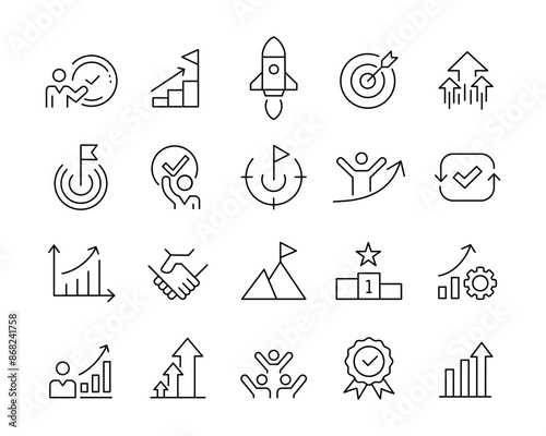 Success and Growth Icons - Vector Line. Editable Stroke.