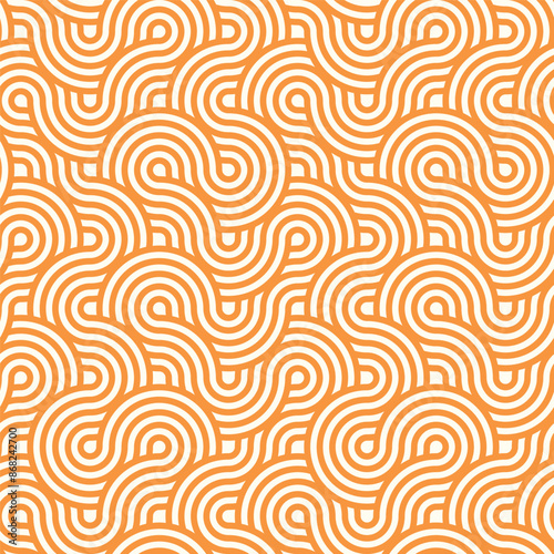 Seamless wave instant noodles pattern. Abstract geometric vector background for backdrop, wallpaper, fabric, interior design, craft and others, vector illustration, Asian culture, common geometric