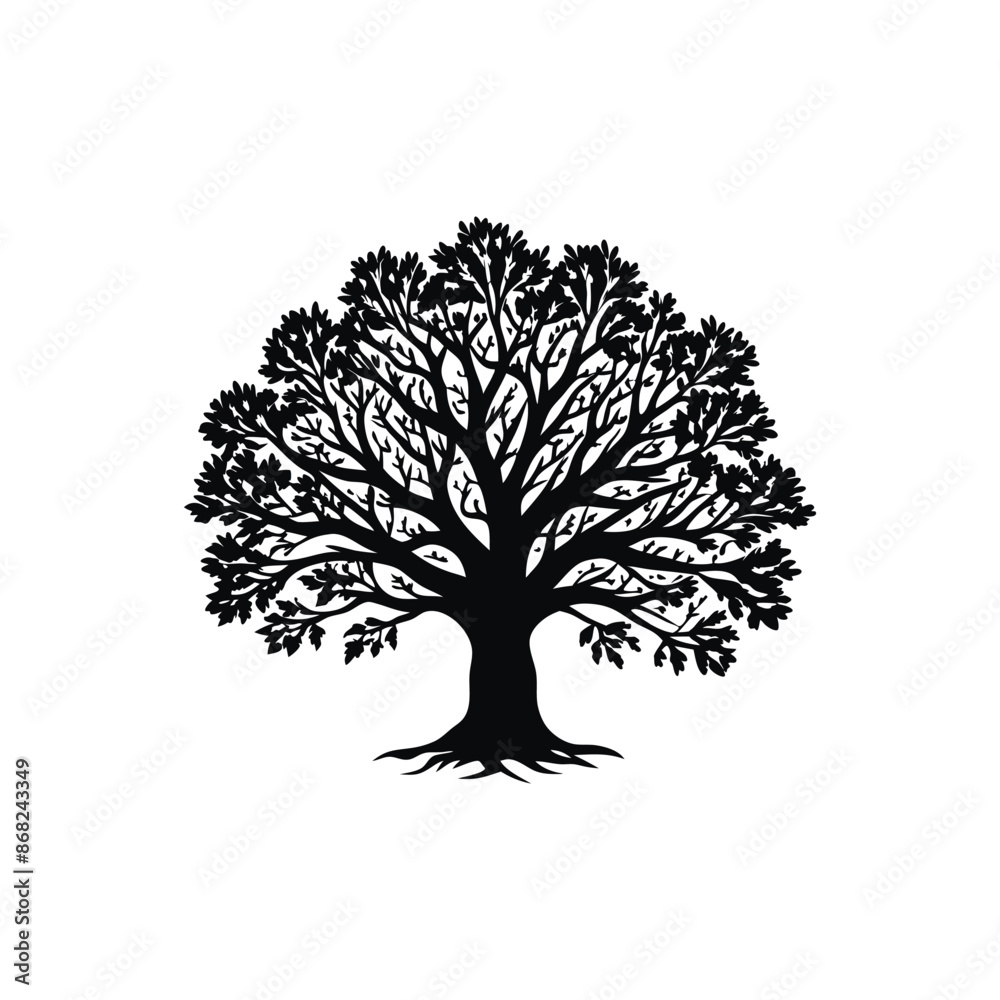 Fototapeta premium oak tree hand drawn vector illustration