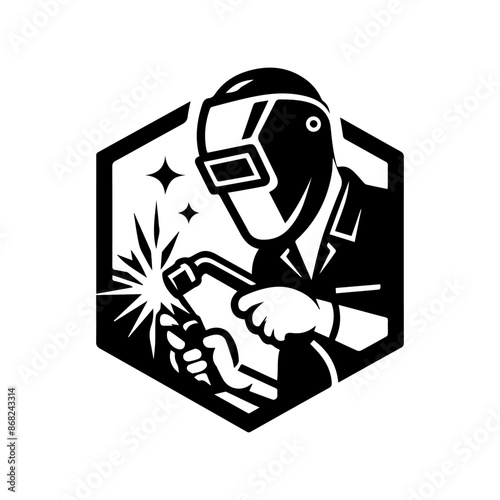 Welding man logo design, welding man vector illustration