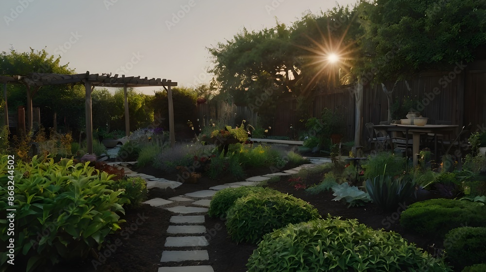 sunset in the garden sunset in the garden