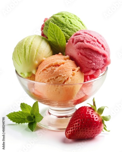 ice cream with fruits Generate AI