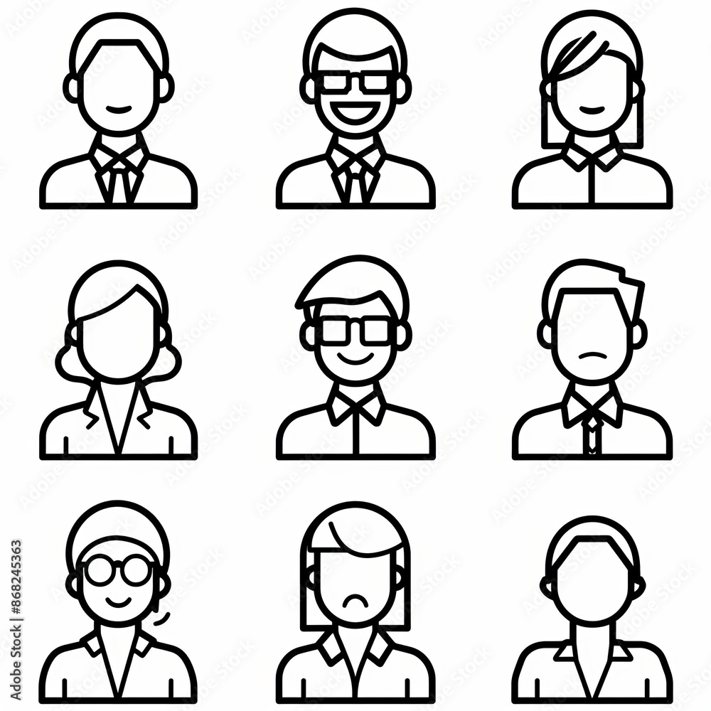 Vector illustration of people icons in line work, depicting group and team concepts. Vector illustration of people icons in line work, depicting group and team concepts.