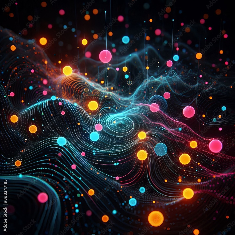 Abstract festive background with colorful, glowing circles Abstract festive background with colorful, glowing circles