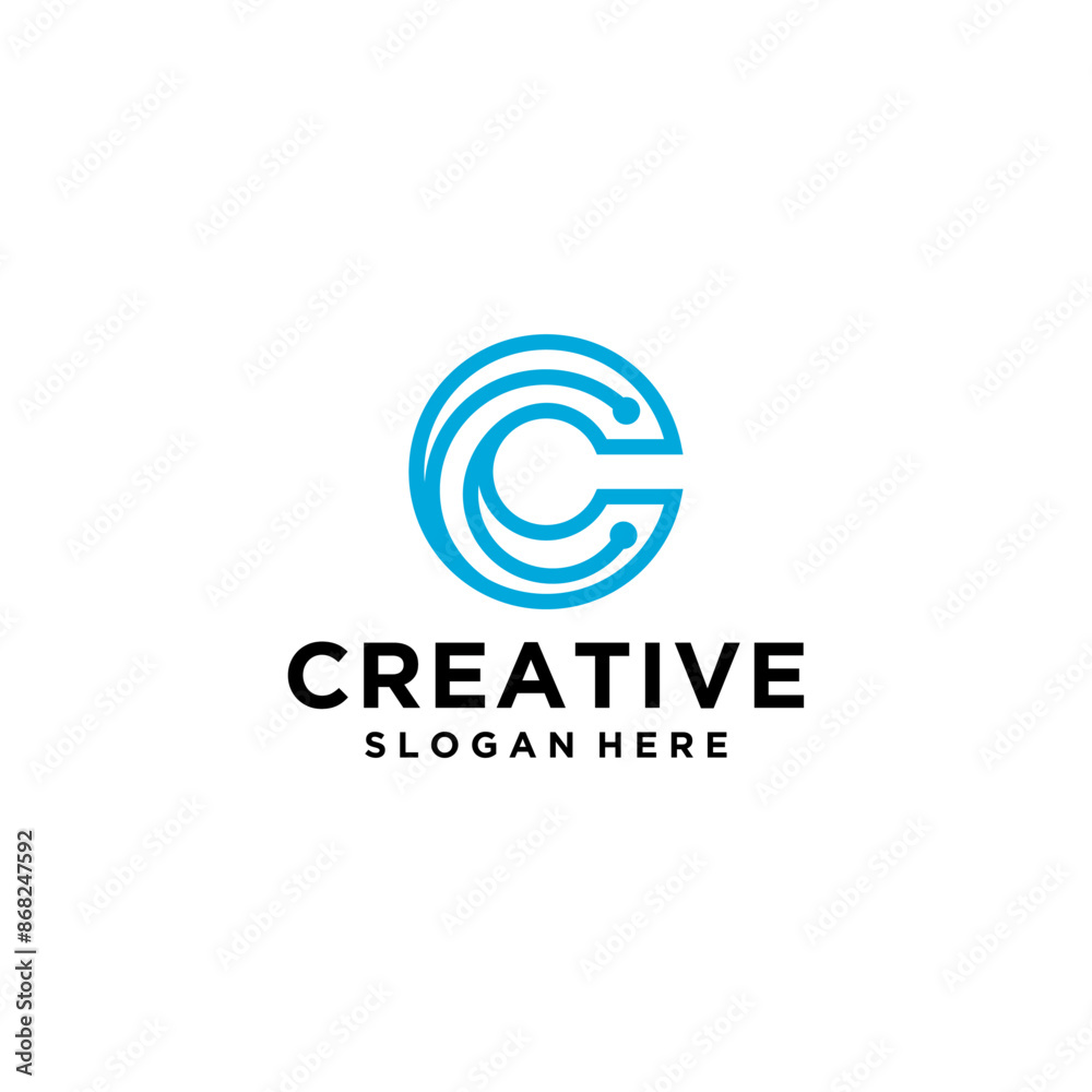 circuit letter C technology logo design circuit letter C technology logo design