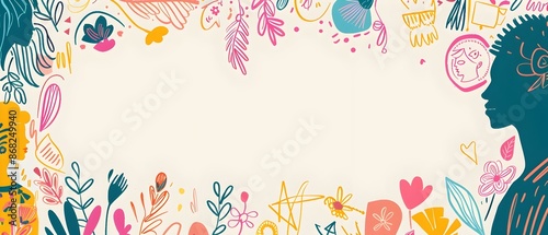 Doodle Page Print Border Design for Womens History Month