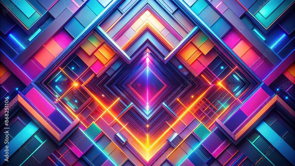 Abstract wallpaper with futuristic geometric shapes and vibrant colors, abstract Abstract wallpaper with futuristic geometric shapes and vibrant colors, abstract