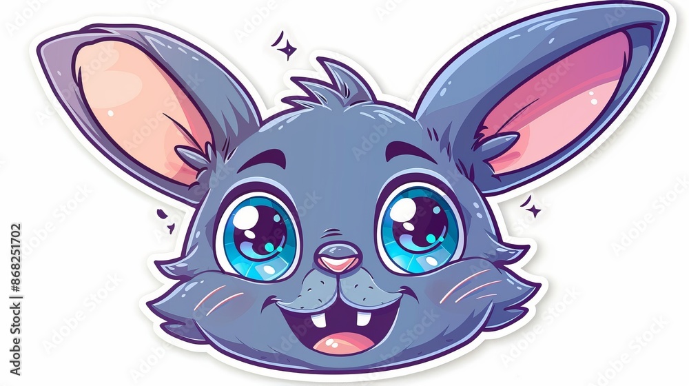 Fototapeta premium Cute Cartoon Bunny Face With Big Eyes