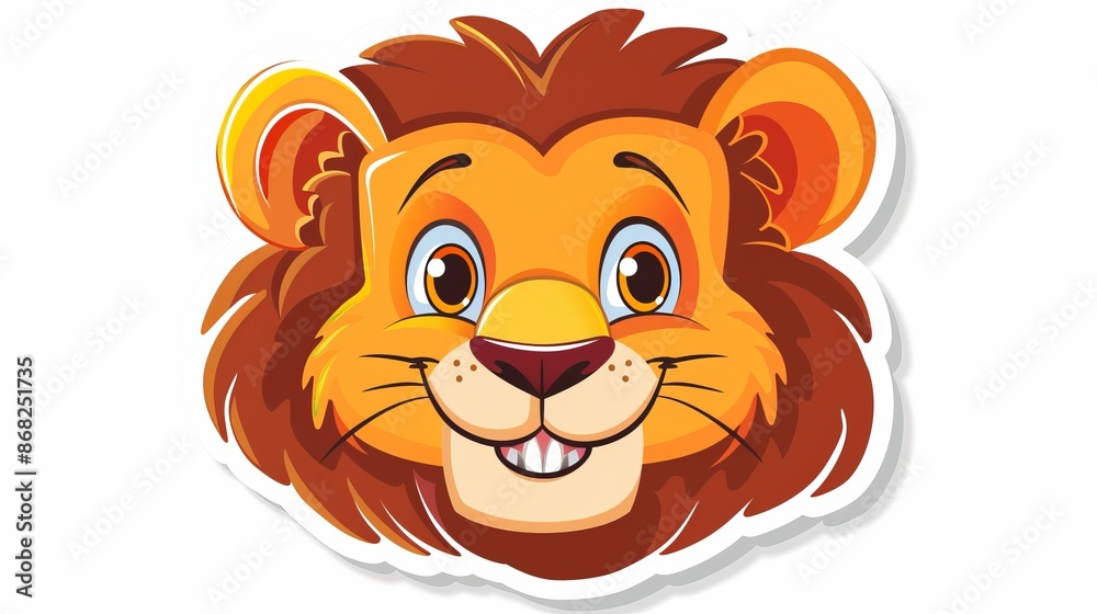 Obraz premium Cartoon Lion Face With Big Smile