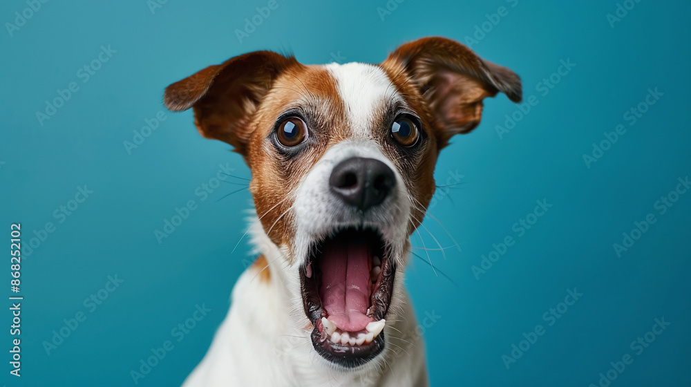 Surprised dog on a blue background Surprised dog on a blue background
