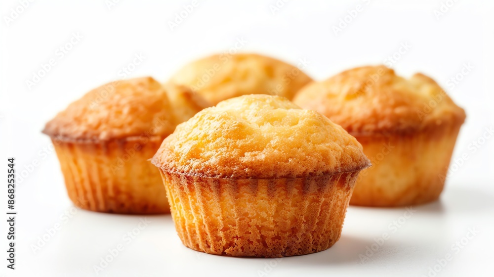 Cornbread muffins with a golden crust, ideal for a savory snack, isolated on white background, copy space Cornbread muffins with a golden crust, ideal for a savory snack, isolated on white background, copy space