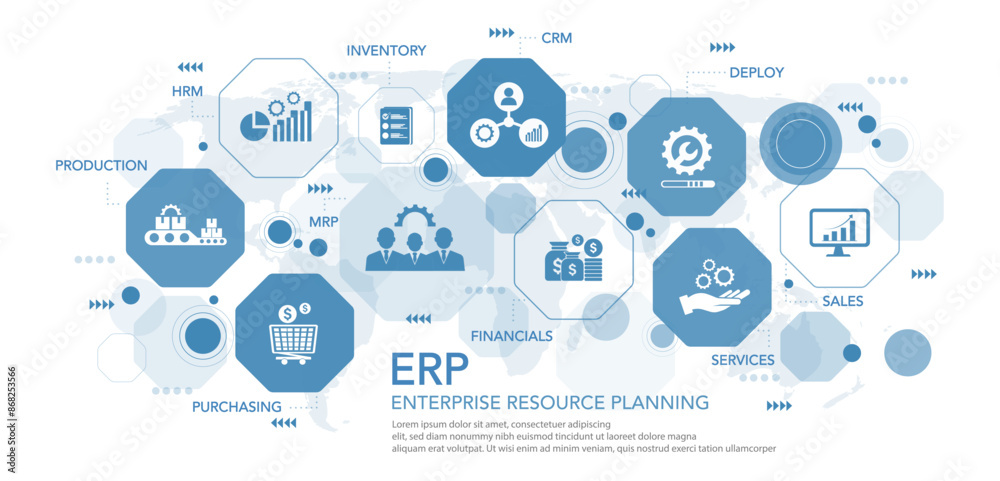 © Benjamas - Enterprise Resource Planning concept. EPR Business management and company enhancement. Technology, Internet and network concept. icons vector illustration. © Benjamas - Enterprise Resource Planning concept. EPR Business management and company enhancement. Technology, Internet and network concept. icons vector illustration.