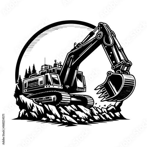 Excavator logo design. excavator icon logo template