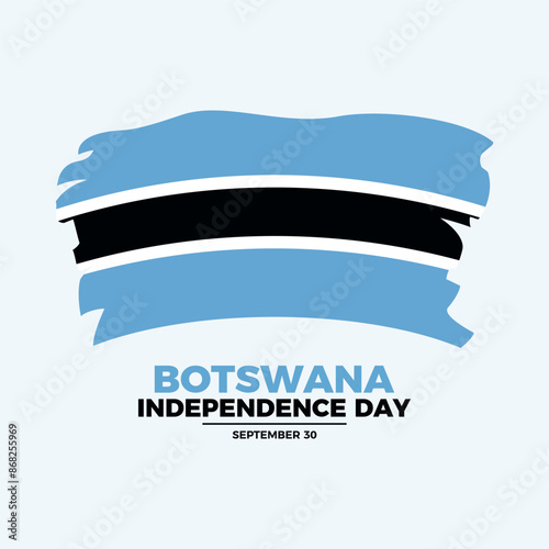Botswana Independence Day poster vector illustration. Botswana grunge flag icon isolated on a gray background. Botswanan paintbrush flag symbol. Template for background, banner, card. September 30