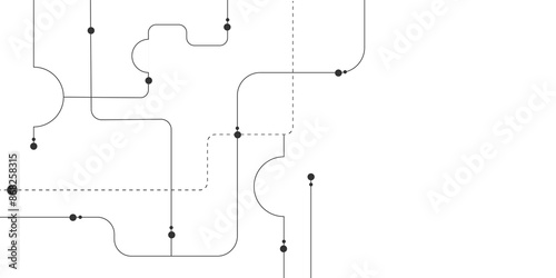 Vector design Network and Connection concept. Vector abstract technology on a white background, circuit diagram on white background.