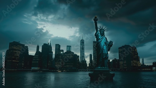 View of statue of liberty in new york city.
