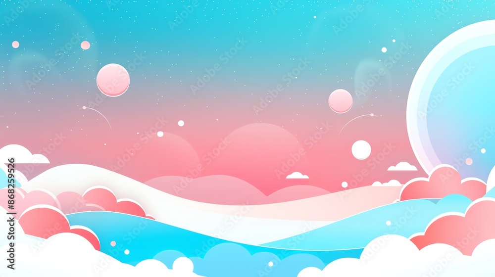 A whimsical digital illustration of a dreamy, pastel-colored sky and clouds, creating a serene and magical atmosphere. A whimsical digital illustration of a dreamy, pastel-colored sky and clouds, creating a serene and magical atmosphere.