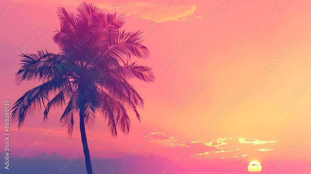 Tropical sunset with palm trees Tropical sunset with palm trees