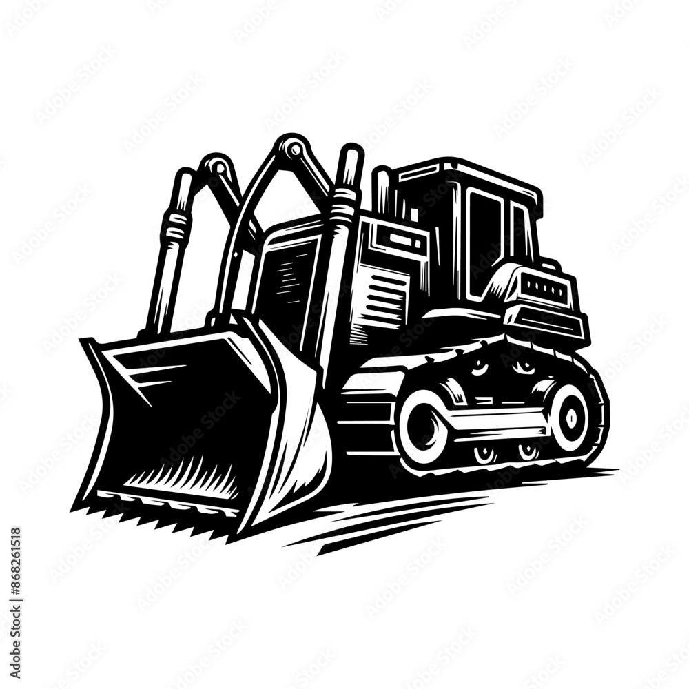 Naklejka premium Bulldozer logo design template. Premium Bulldozer Logo Vector Art Isolated
