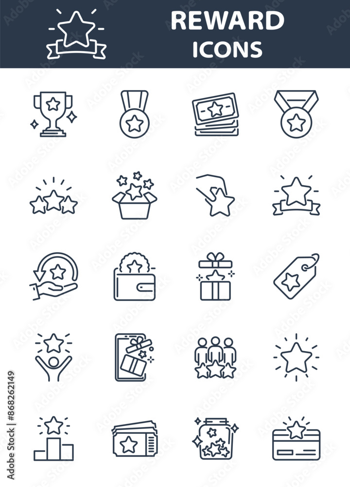 reward, bonus, benefit, prize icons, set reward, bonus, benefit, prize icons, set
