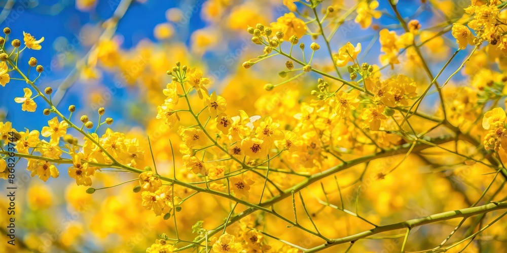 Yellow flowers of the palo verde tree blooming in the spring Yellow flowers of the palo verde tree blooming in the spring