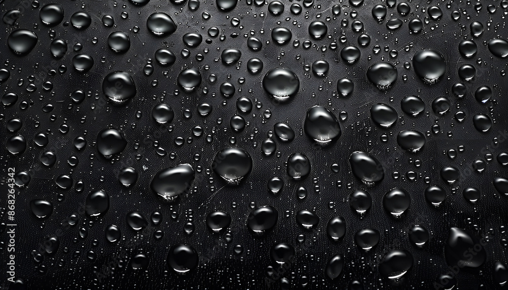 Water drops on a black background. Banner with raindrops. Top view Water drops on a black background. Banner with raindrops. Top view