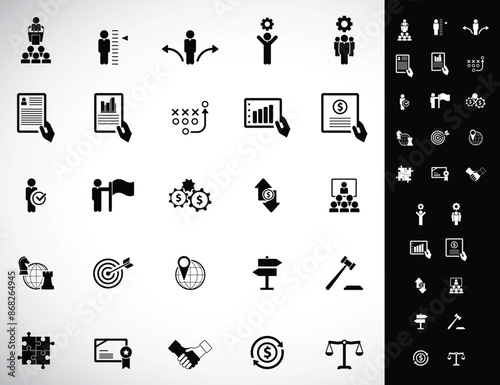 Universal business management and human resources icon set. Universal icons for web and mobile. Vector.	