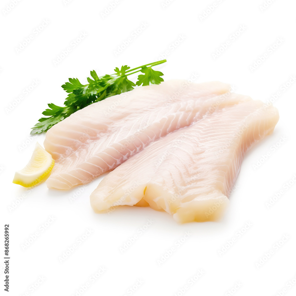 Hake fish fillet, isolated on white background Hake fish fillet, isolated on white background