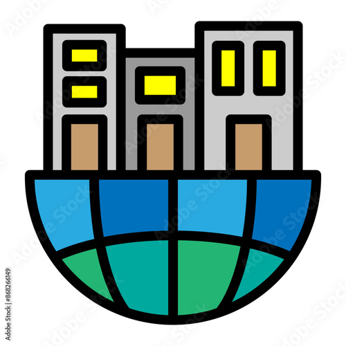 Urban Sprawl Vector Filled Icon Design