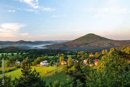 Quadro su tela Fall Morning in Bohemian Switzerland, Bohemia, Czech Republic