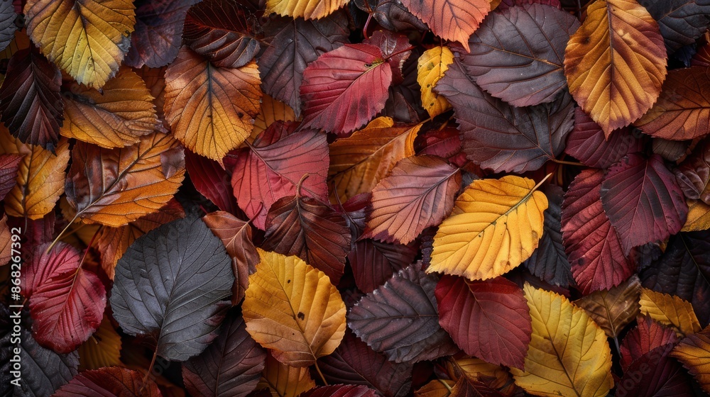 Pile of fallen autumn leaves in shades of red, orange, yellow, and brown, capturing the essence of fall. Pile of fallen autumn leaves in shades of red, orange, yellow, and brown, capturing the essence of fall.