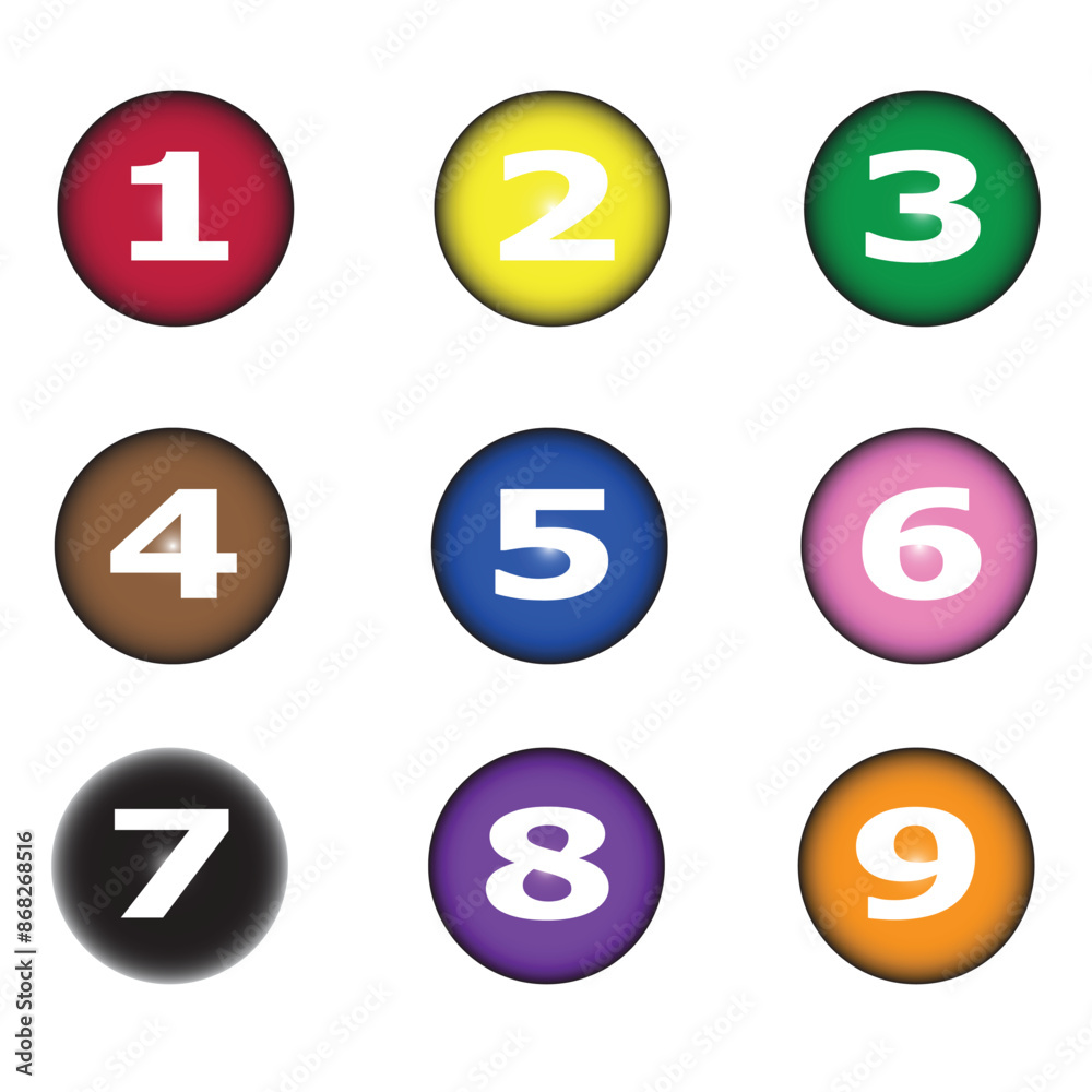 Counting 123 and snooker ball illustration Counting 123 and snooker ball illustration