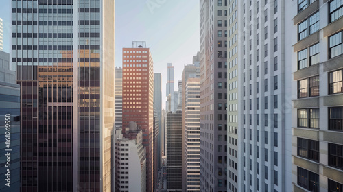 Wallpaper Mural Skyscrapers in a big city financial district. Background image. Created with Generative AI technology. Torontodigital.ca