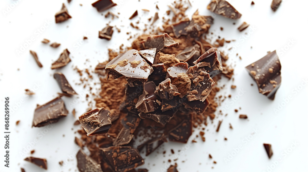Fototapeta premium Chocolate chips on a white background