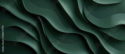 Wallpaper Mural Green abstract elegant luxury waves wave papercut, satin, silk, or fabric, overlapping 3d soft paper shape texture background wall for presentation motion energy design or business illustration Torontodigital.ca