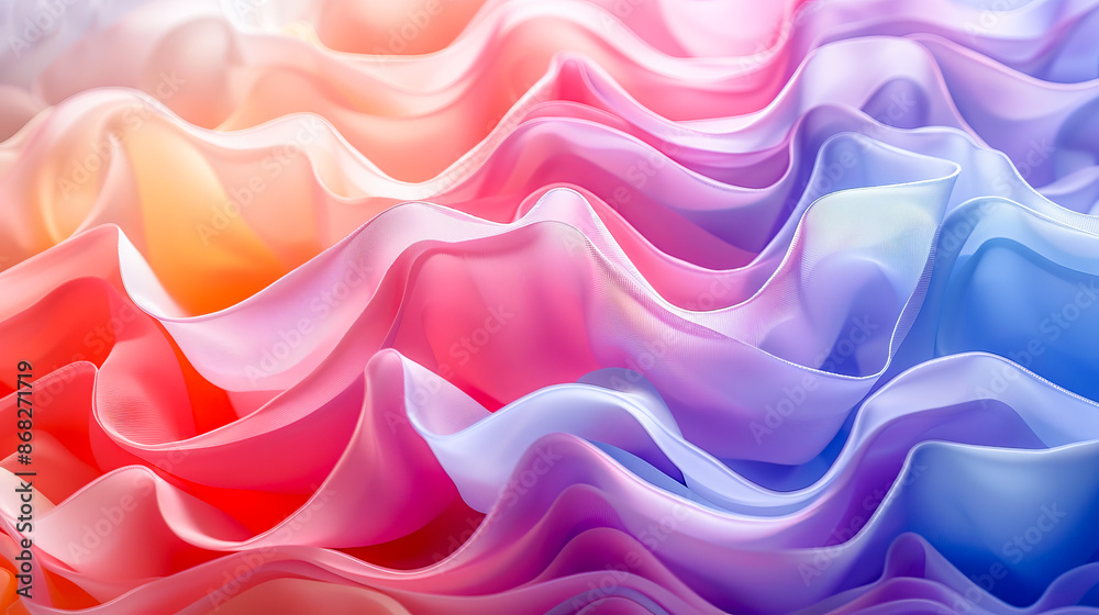 Obraz premium Abstract flowing silk fabric forming colorful waves
