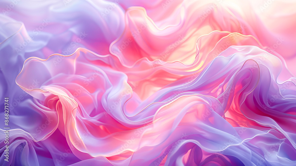 Obraz premium Delicate pastel colored fabric flowing in soft waves