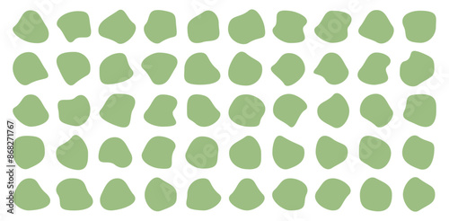 Organic green blobs set icon. Abstract fluid black blob shape vector set. Modern liquid irregular blob shape elements graphic flat style. 
