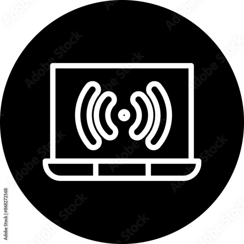 Webcast Vector Line White Circle Black